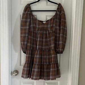 Gianni Bini Brown Plaid Dress